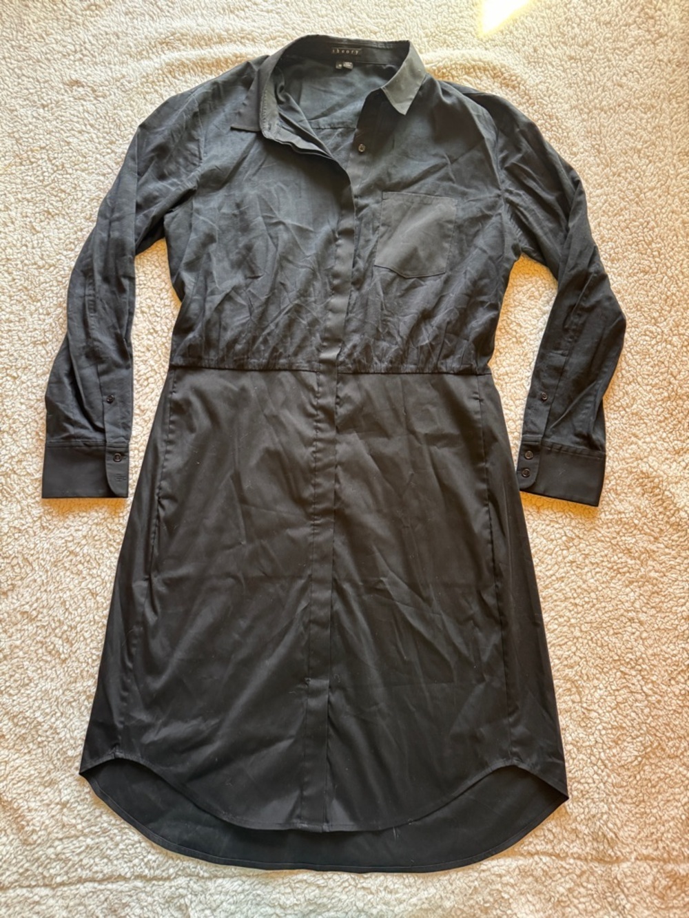 Theory // Black Button-Front cotton blend Shirt Dress size 10 wi1